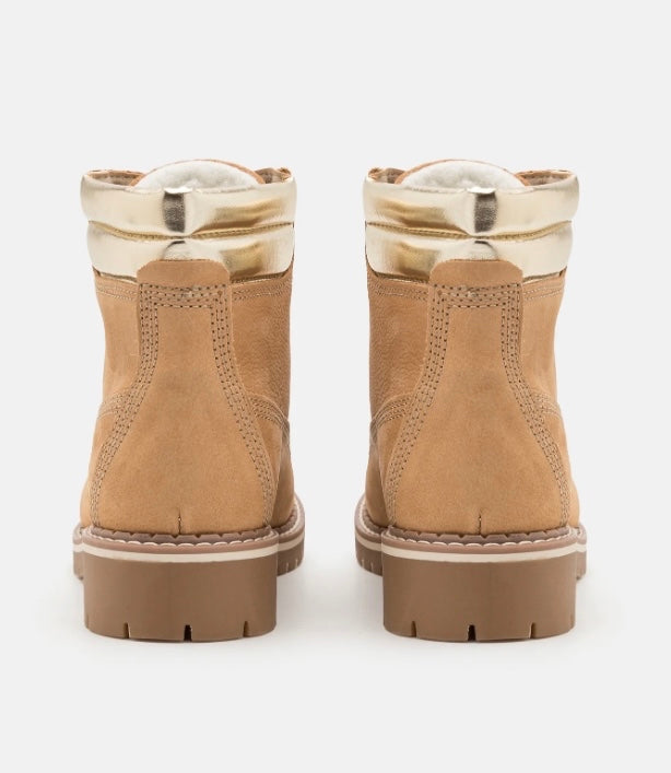 CAMEL LACE UP ANKLE BOOT