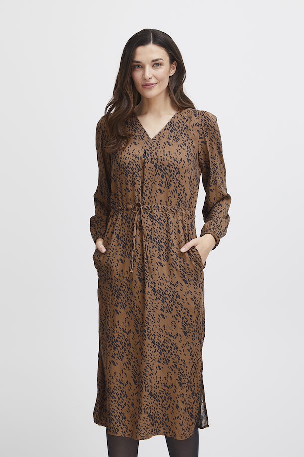 MOCHA ANIMAL PRINT SILJE DRESS