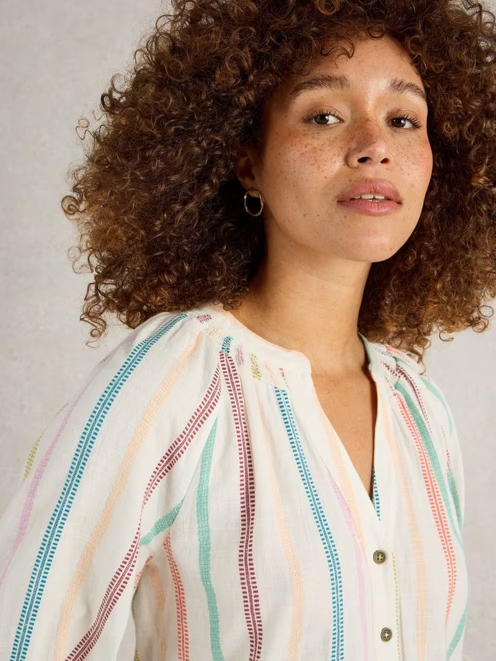 GILLY STRIPE JAQUARD TOP NAT MLT