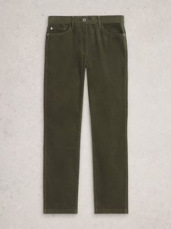 KHAKI GREEN BROOKE CORD STRAIGHT TROUSER