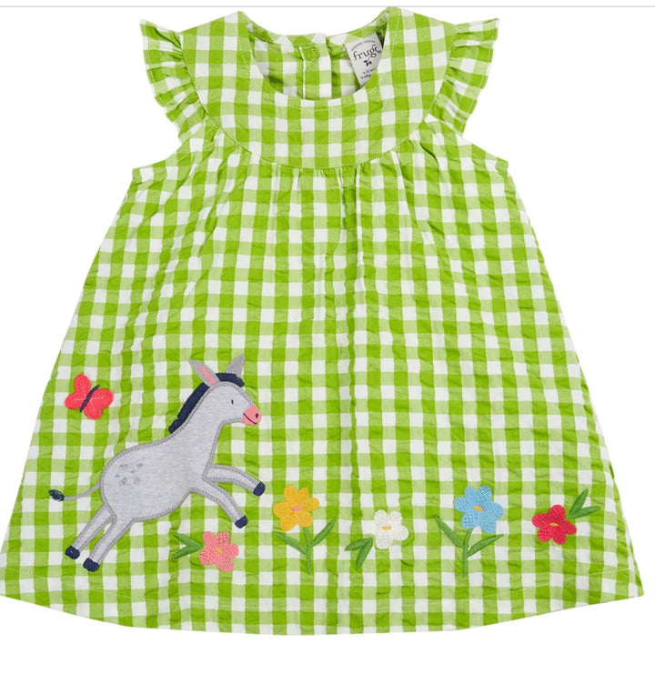 MYRTLE BODY DRESS, MACAW GINGHAM/ DONKEY