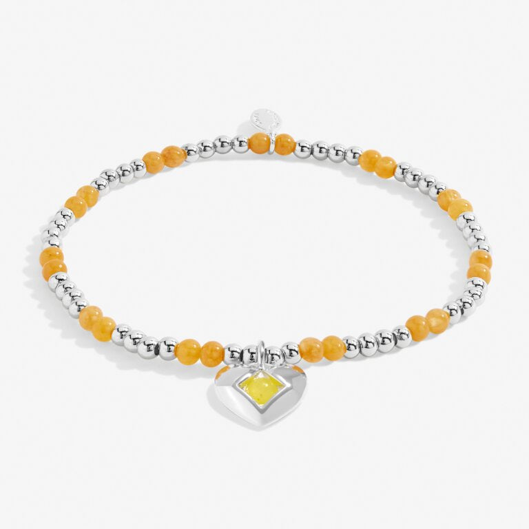 A LITTLE NOVEMBER YELLOW QUARTZ BIRTHSTONE SILVER PLATED  BRACELET