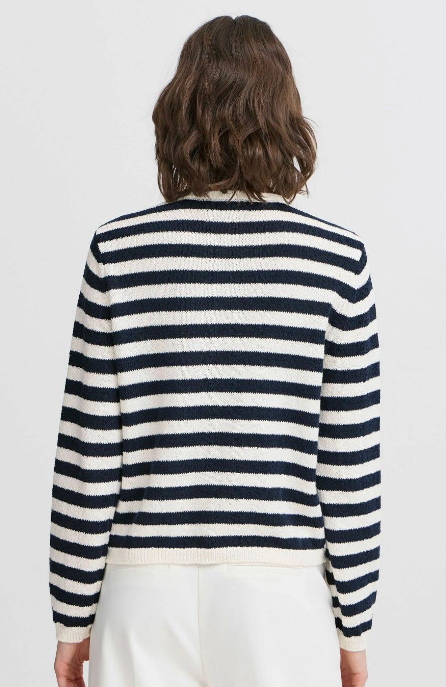 NAVY BLAZER STRIPE CARDIGAN