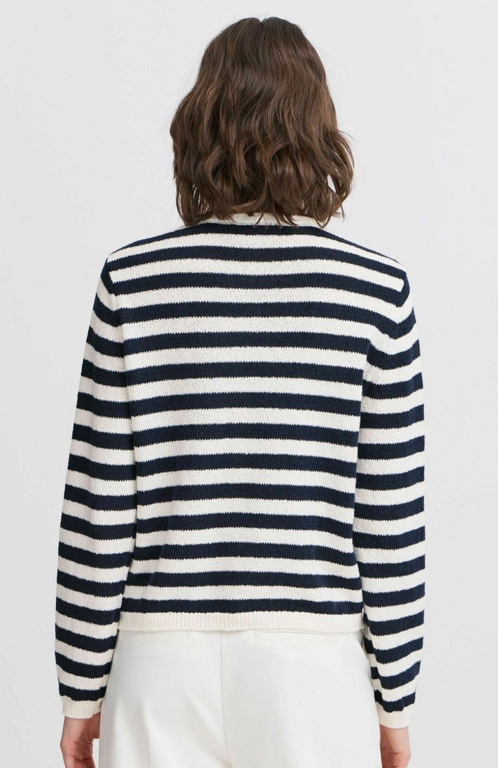 NAVY BLAZER STRIPE CARDIGAN