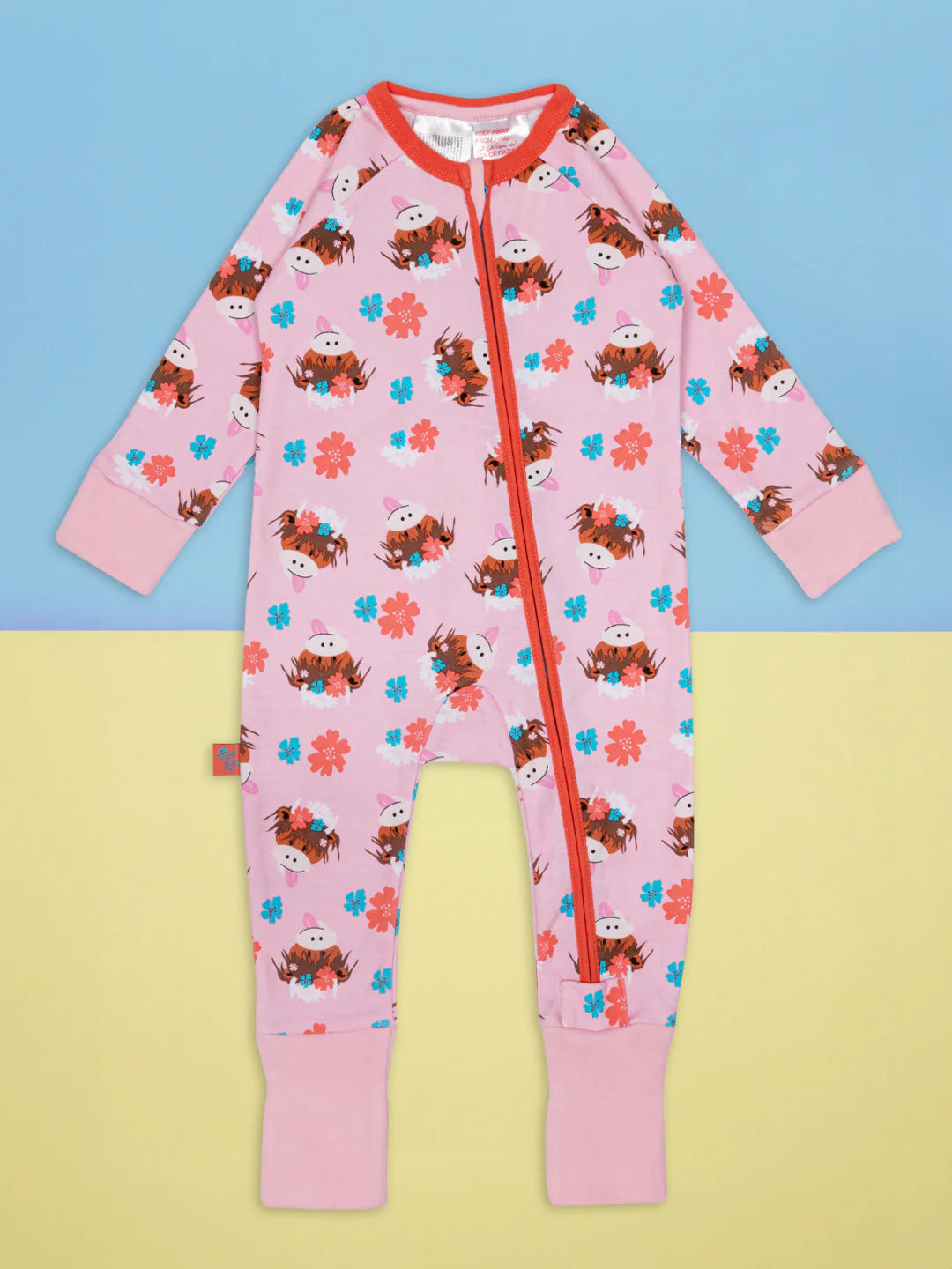 BONNIE HIGHLAND COW ZIP UP ROMPER