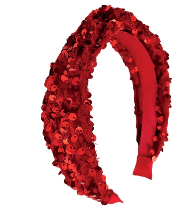 SEQUIN RED VELVET HEADBAND