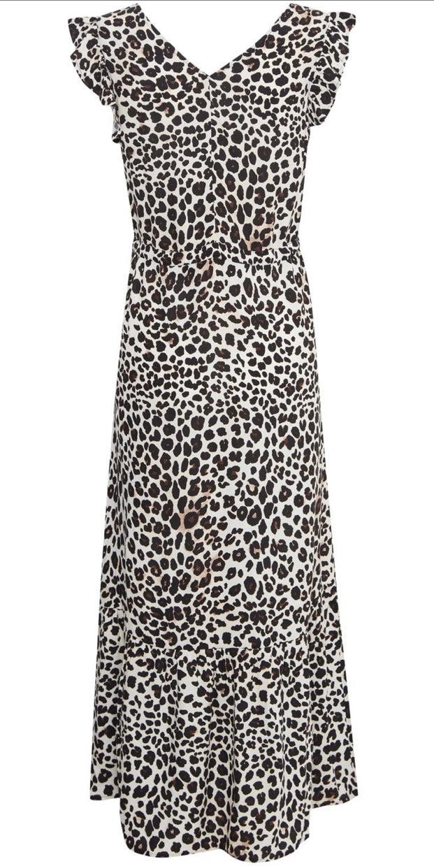 JOELLA FRILL DRESS BIRCH LEOPARD
