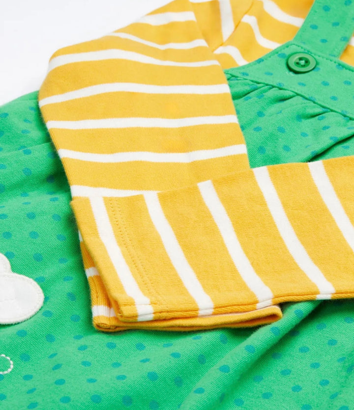 SELMA PINAFORE OUTFIT, GREEN SPOT/LADYBIRD