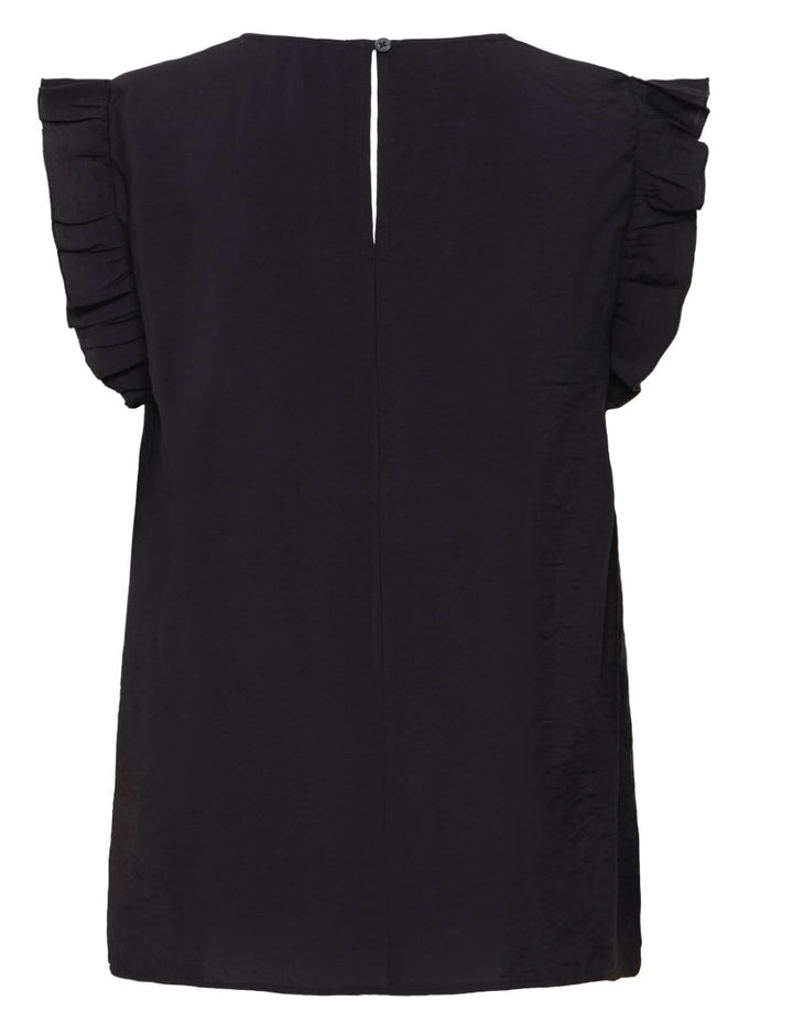 BLACK HAILEY V NECK FRILL TOP