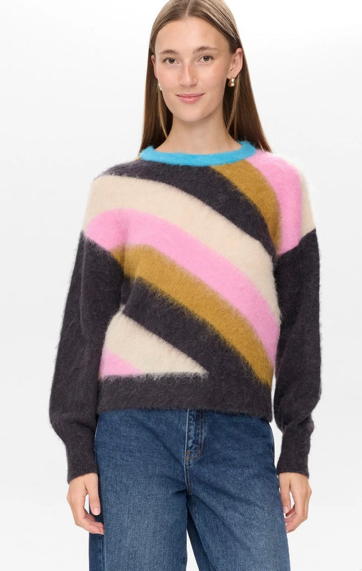 SURI MULTI STRIPE PULLOVER OBSIDIAN