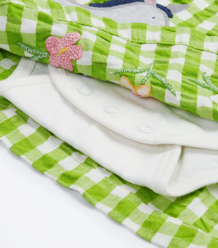 MYRTLE BODY DRESS, MACAW GINGHAM/ DONKEY