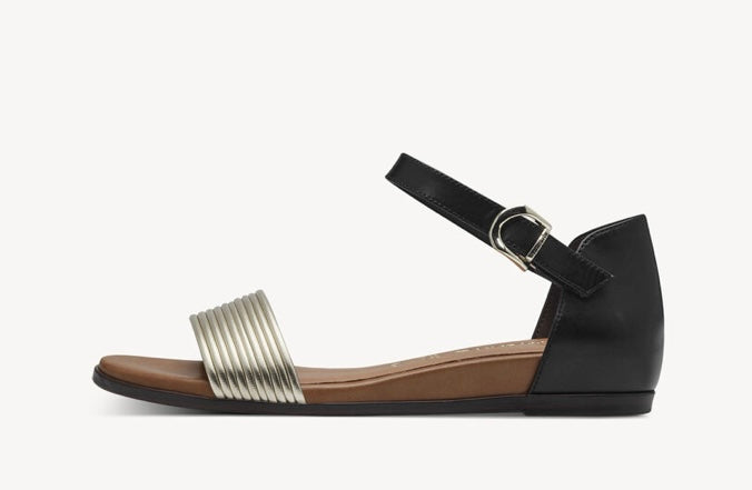 BLACK COMB SANDALS