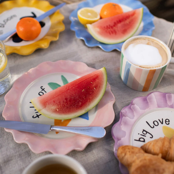 PALE PINK COLOURFUL HEARTS PLATE