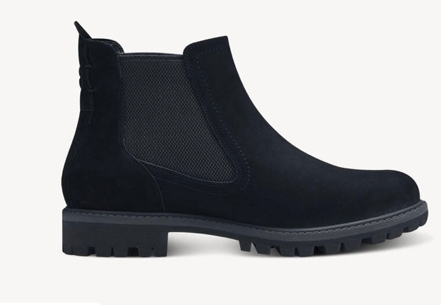 NAVY LEATHER CHELSEA ANKLE BOOT