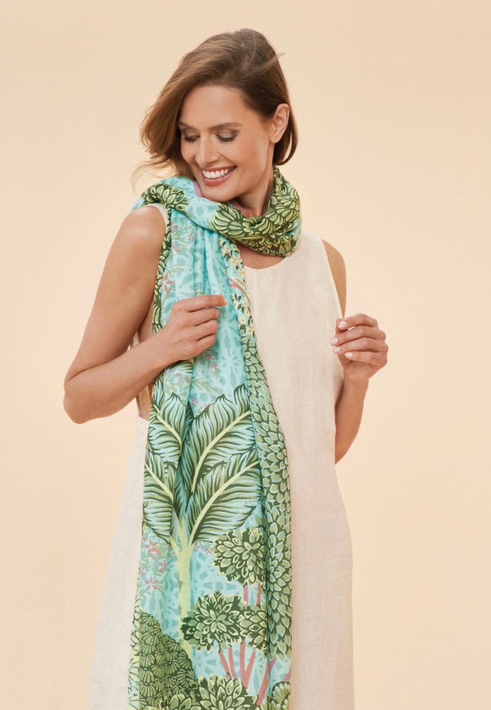 PRINTED AQUA SECRET PARADISE SCARF