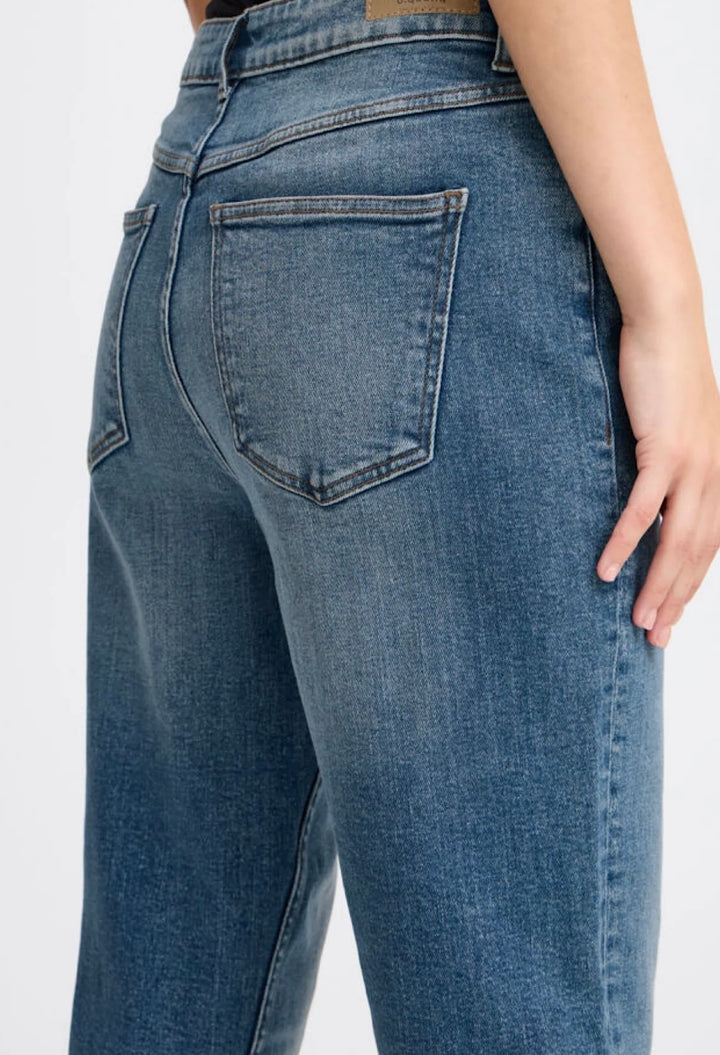LOETTA JEANS MID BLUE DENIM CROPPED