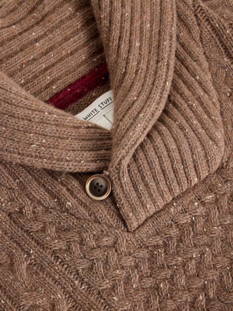 BERKLEY SHAWL NECK MID BROWN