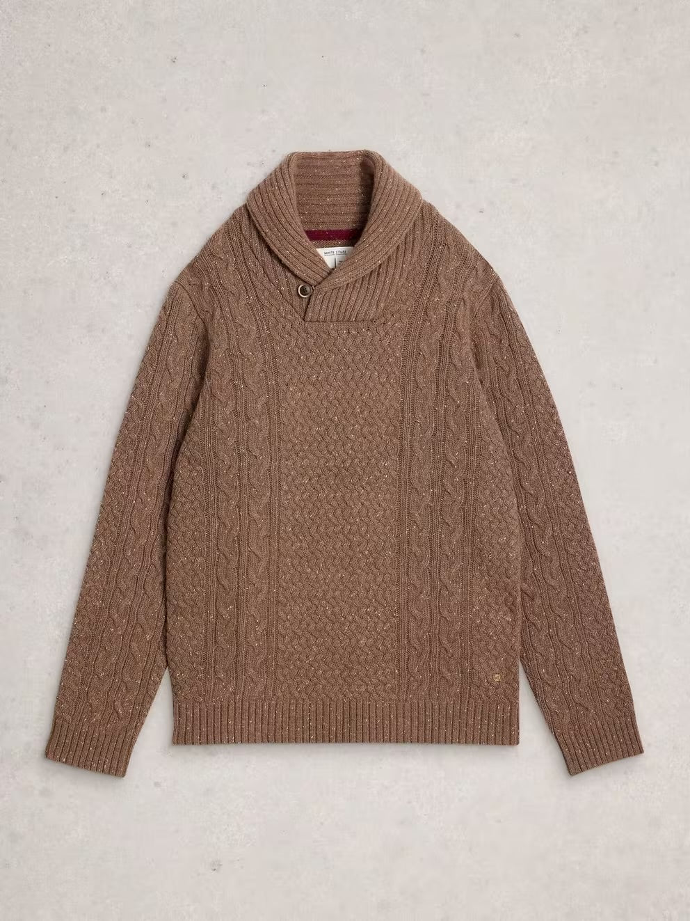 BERKLEY SHAWL NECK MID BROWN