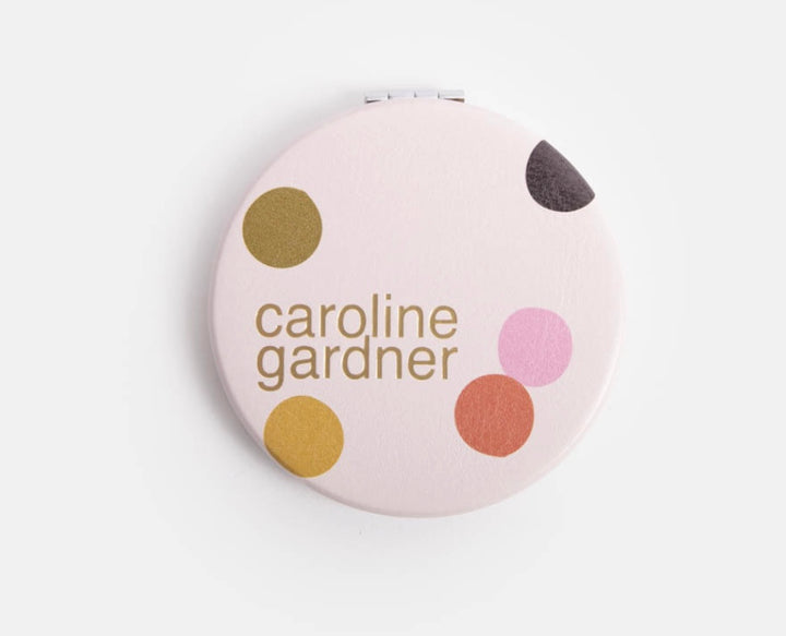 PALE PINK DOTTY ROUND POCKET MIRROR