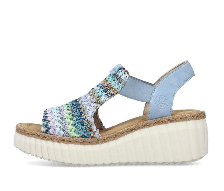 BLUE MULTI WOVEN WEDGE SANDAL