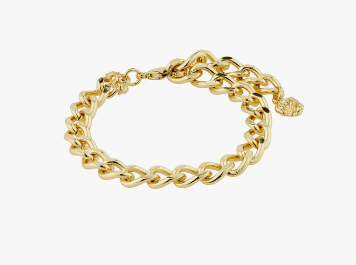 CHARM RECYCLED GOLD PLATED CURB CHAIN BRACELET