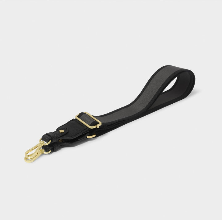 STRIPE CANVAS BAG STRAP IN BLACK