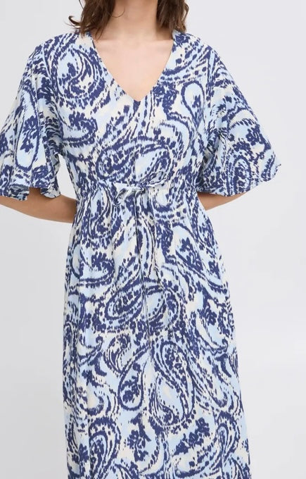 BLUE PAISLEY JOELLA V NECK MAXI DRESS