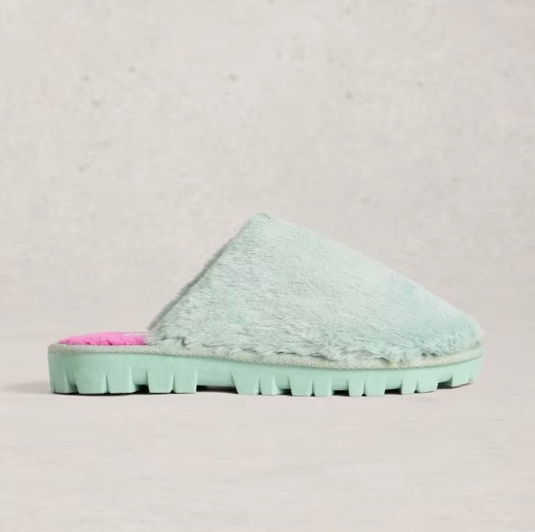 MINT GREEN FAUX FUR SLIPPER MULE