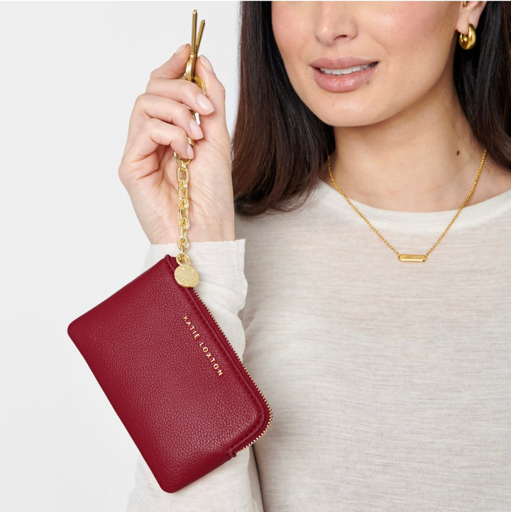 TILLY KEYCHAIN PURSE IN GARNET RED