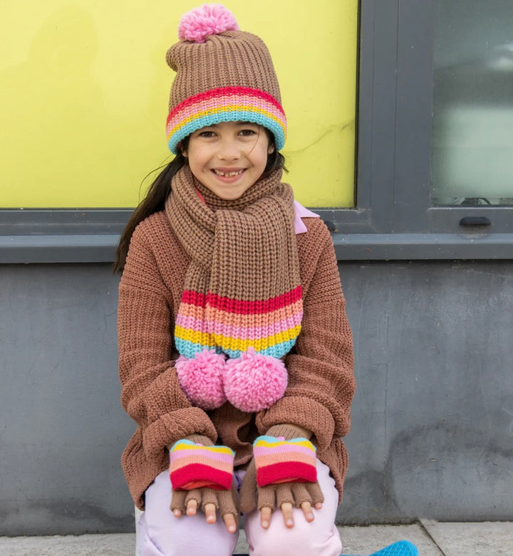 RAINBOW STRIPE KNITTED GLOVES