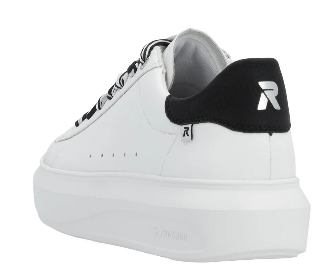WHITE & BLACK LEATHER LACE UP TRAINER