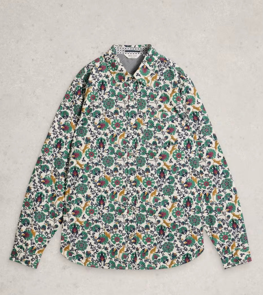 WHITE MULTI FINSBURY FOLK PRINT SHIRT