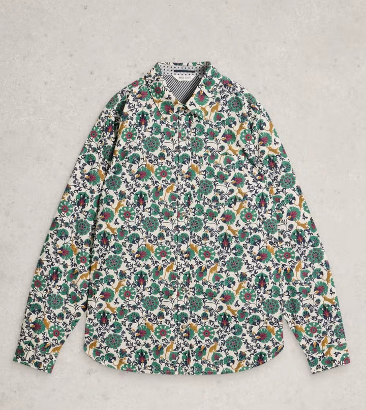 WHITE MULTI FINSBURY FOLK PRINT SHIRT
