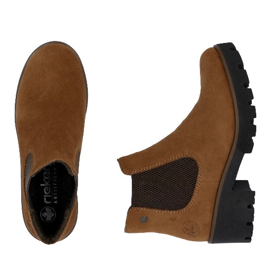 BROWN SUEDE BLOCK HEEL CHELSEA BOOT