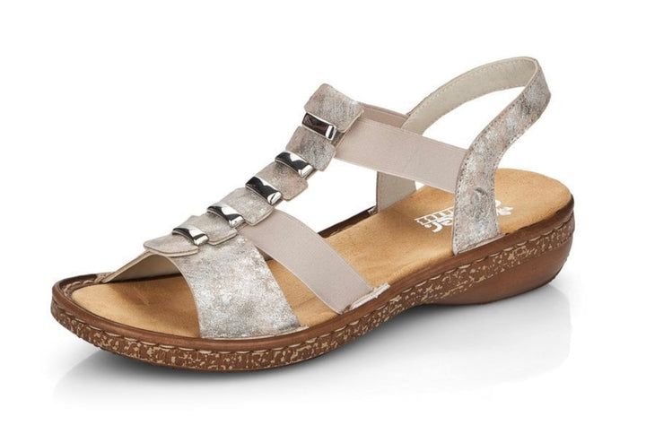 METALLIC DISC ELASTICATED SANDAL