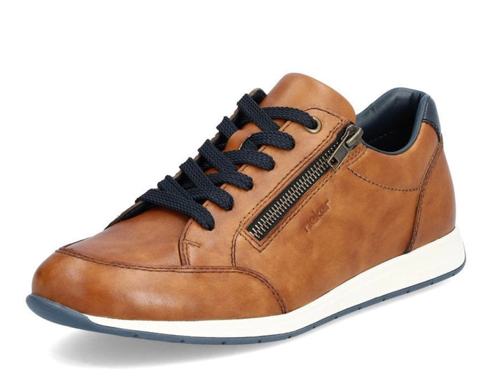 MENS BROWN ZIP DETAIL TRAINER SHOE