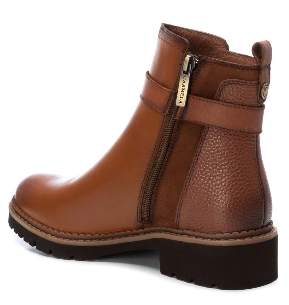 160976 CAMEL LEATHER LADIES ANKLE BOOTS