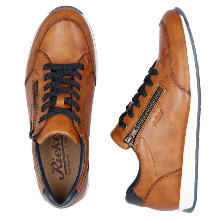 MENS BROWN ZIP DETAIL TRAINER SHOE