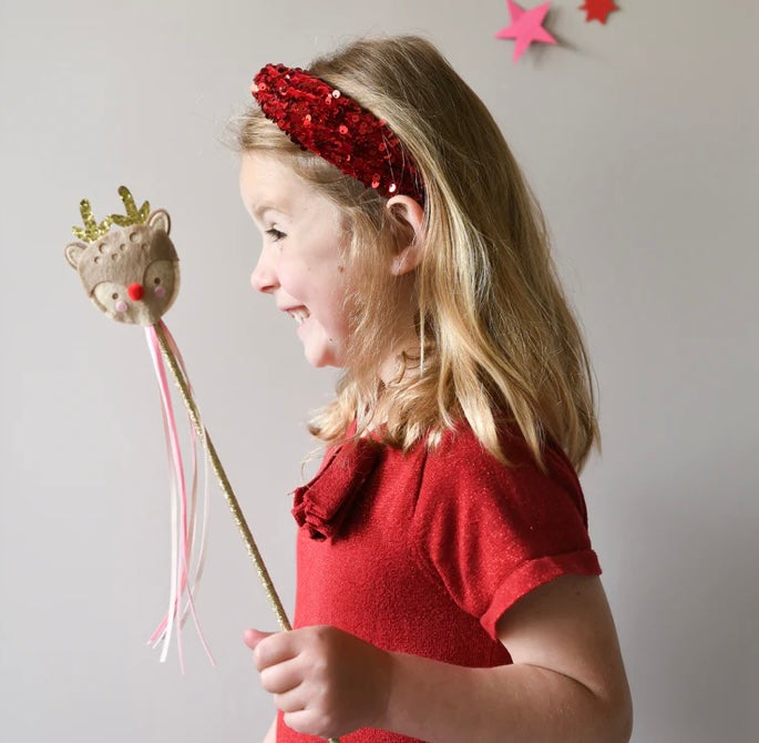 RED SEQUIN VELVET HEADBAND