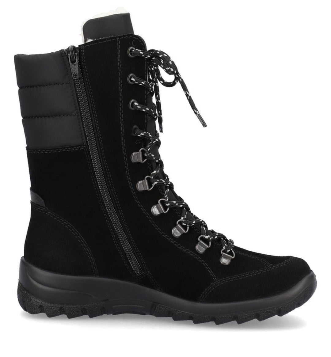 BLACK SUEDE LACE UP BOOT