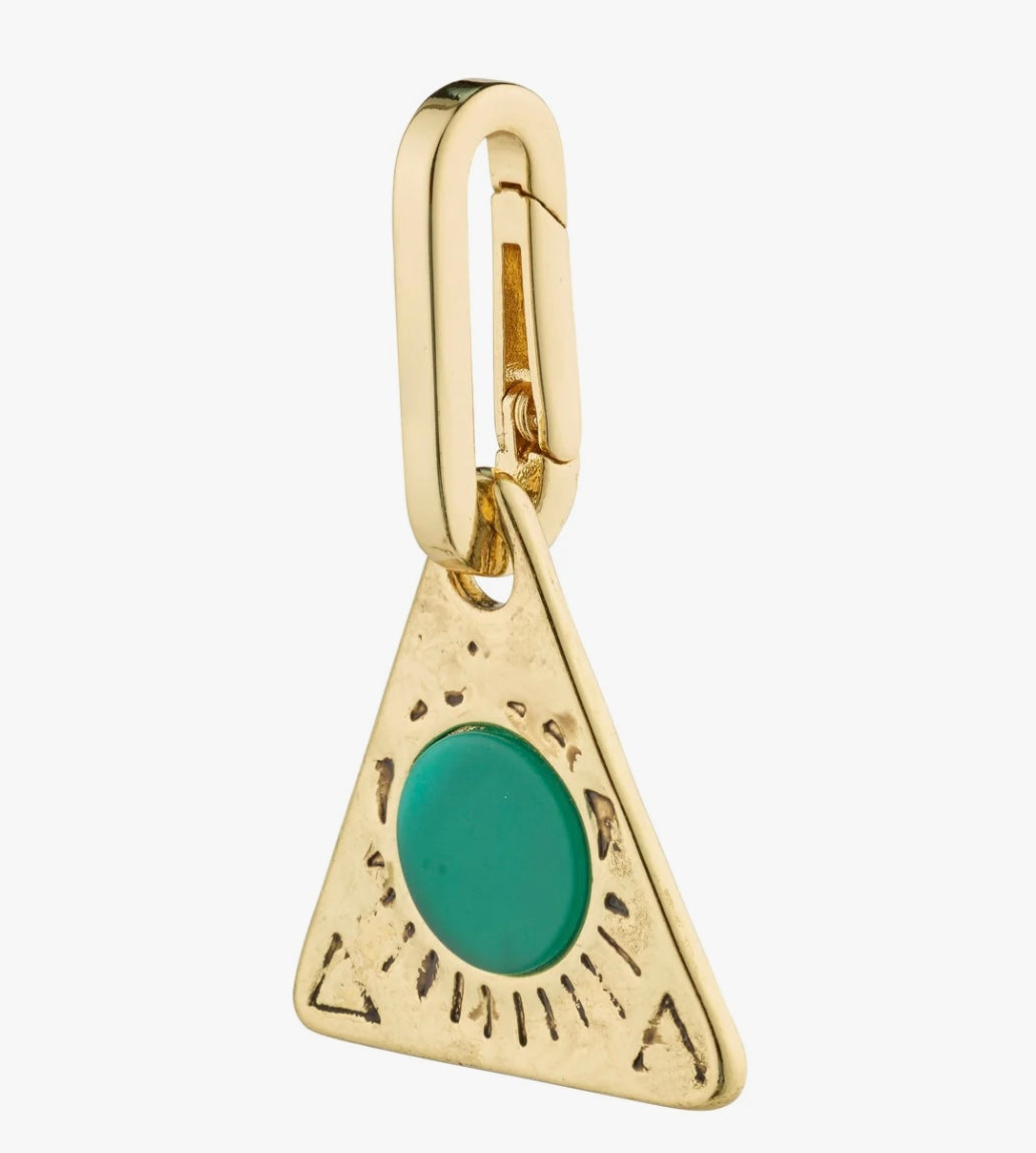 CHARM RECYCLED GOLD & GREEN TRIANGLE PENDANT