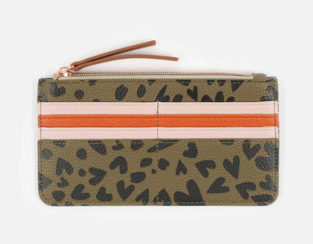 KHAKI & BLACK HEARTS POUCH