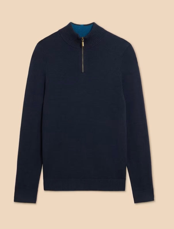 DARK NAVY NEWPORT MERINO FUNNEL JUMPER