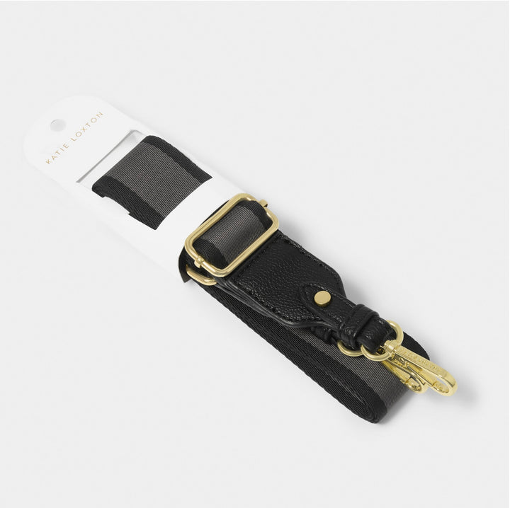 STRIPE CANVAS BAG STRAP IN BLACK