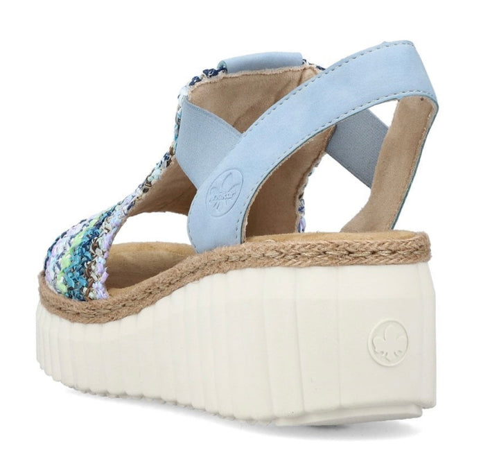 BLUE MULTI WOVEN WEDGE SANDAL