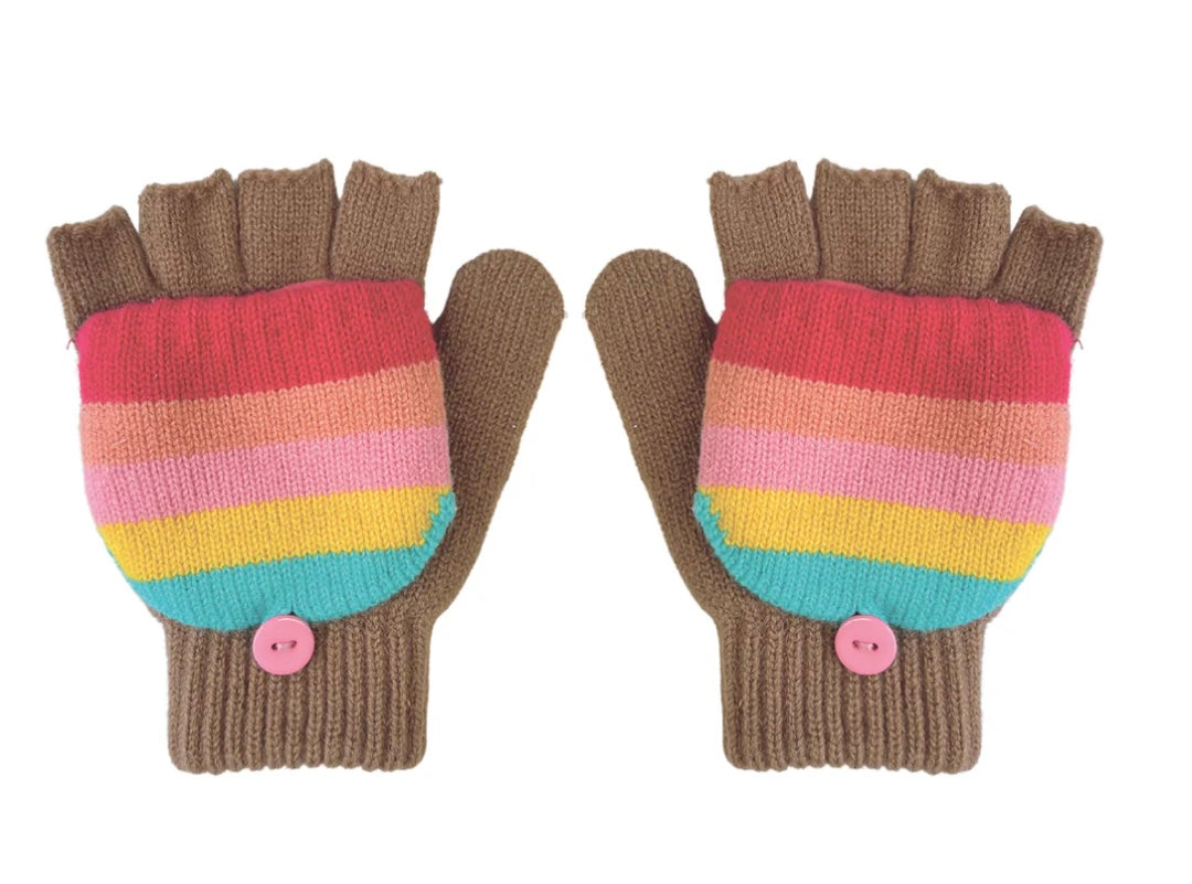 RAINBOW STRIPE KNITTED GLOVES