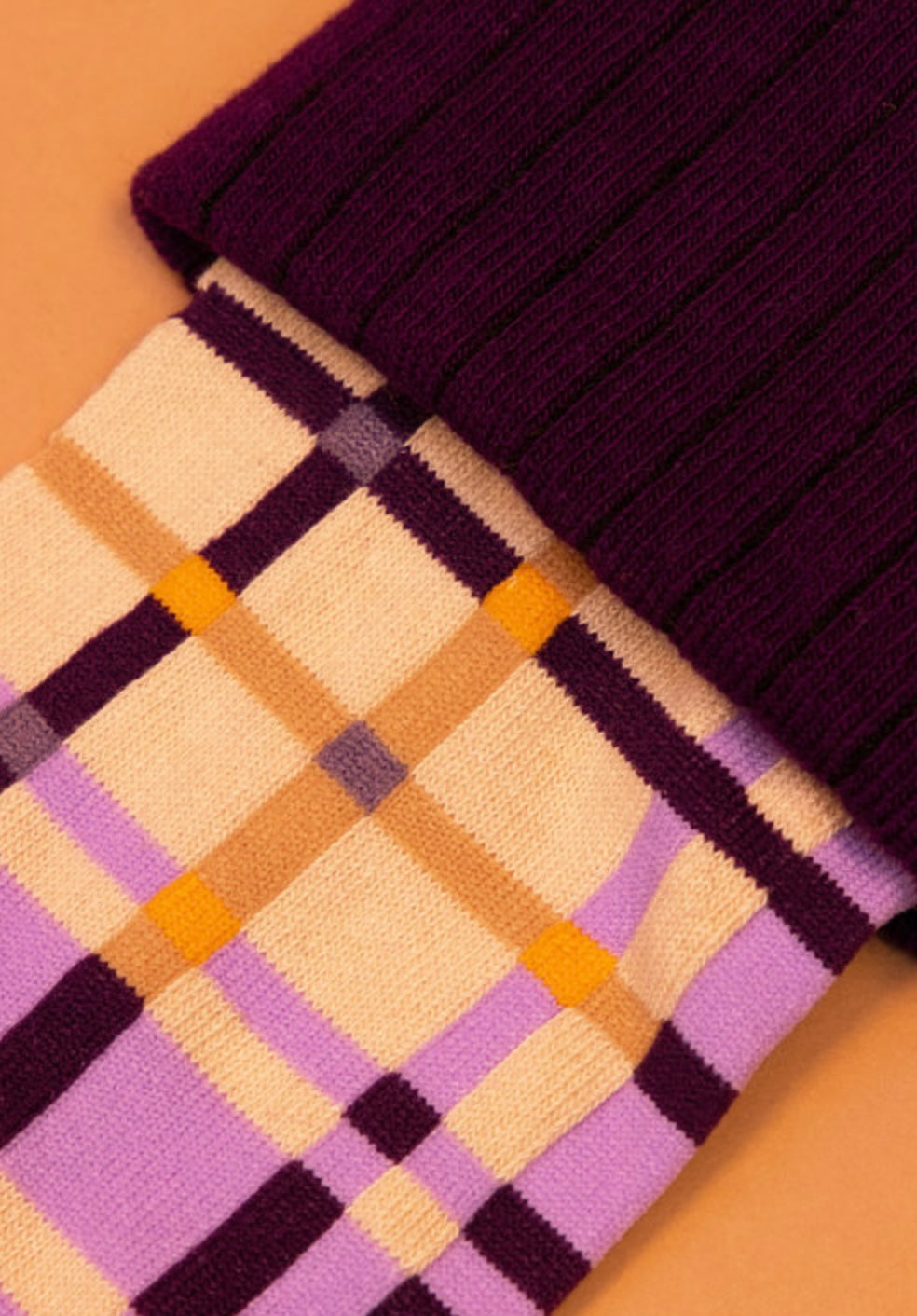 PURPLE CHECK BOOT SOCK