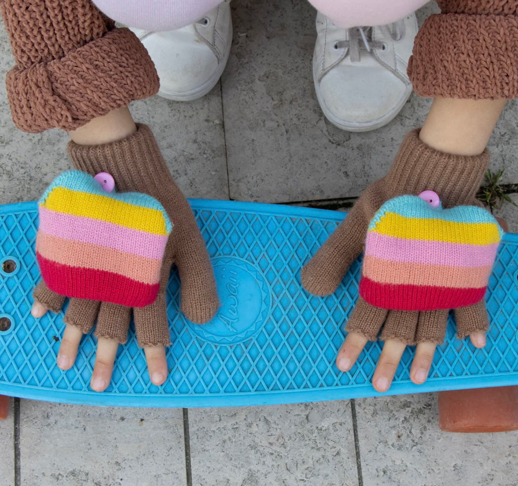 RAINBOW STRIPE KNITTED GLOVES