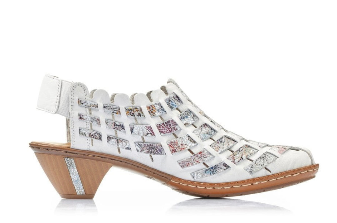 WHITE ELASTICATED WOVEN SHOE