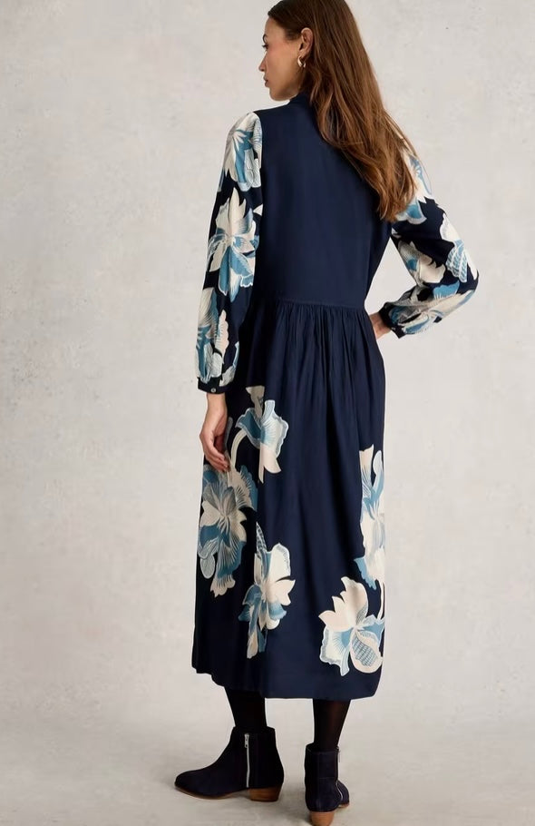 NAVY PRINT CLAIRE SHIRT DRESS
